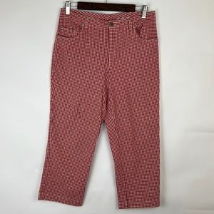 TRACY EVANS LIMITED vintage crop gingham pant red and white